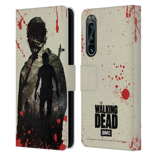 AMC The Walking Dead Silhouettes Rick Leather Book Wallet Case Cover For Sony Xperia 5 IV