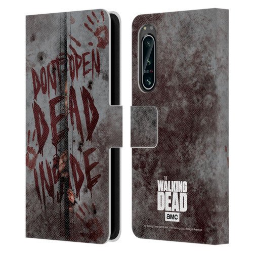 AMC The Walking Dead Typography Dead Inside Leather Book Wallet Case Cover For Sony Xperia 5 IV