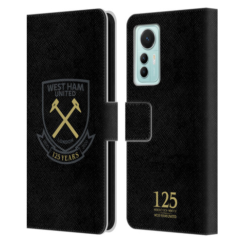 West Ham United FC 125 Year Anniversary Black Claret Crest Leather Book Wallet Case Cover For Xiaomi 12 Lite