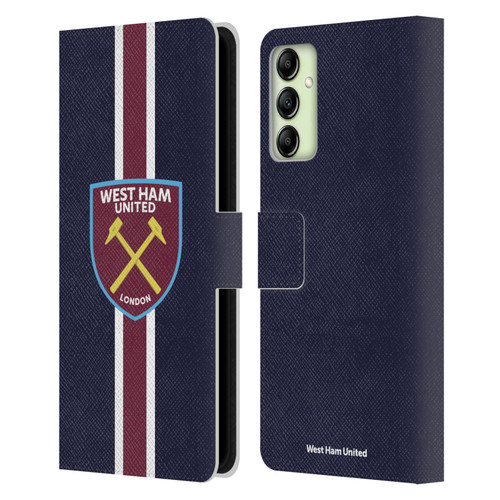 West Ham United FC Crest Stripes Leather Book Wallet Case Cover For Samsung Galaxy A14 5G