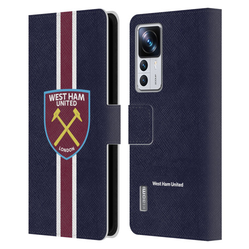 West Ham United FC Crest Stripes Leather Book Wallet Case Cover For Xiaomi 12T Pro