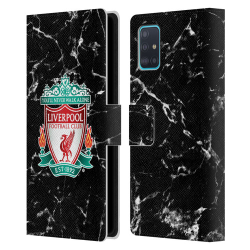 Liverpool Football Club Marble Black Crest Leather Book Wallet Case Cover For Samsung Galaxy A51 (2019)