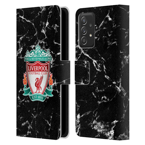 Liverpool Football Club Marble Black Crest Leather Book Wallet Case Cover For Samsung Galaxy A53 5G (2022)