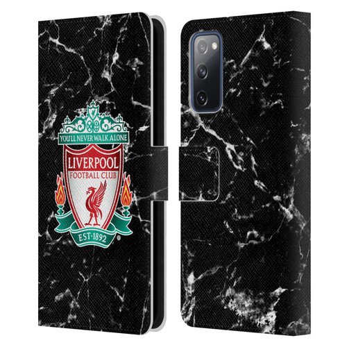 Liverpool Football Club Marble Black Crest Leather Book Wallet Case Cover For Samsung Galaxy S20 FE / 5G