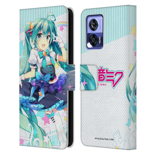 Hatsune Miku Graphics Stars And Rainbow Leather Book Wallet Case Cover For Motorola Edge 30 Neo 5G