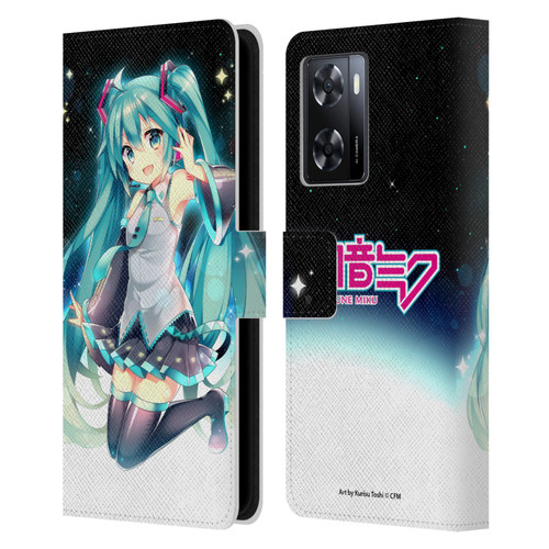 Hatsune Miku Graphics Night Sky Leather Book Wallet Case Cover For OPPO A57s