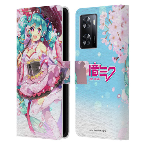 Hatsune Miku Graphics Sakura Leather Book Wallet Case Cover For OPPO A57s