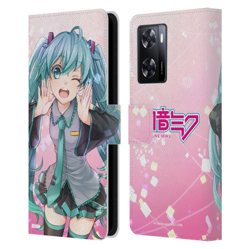 Hatsune Miku Graphics Wink Leather Book Wallet Case Cover For OPPO A57s