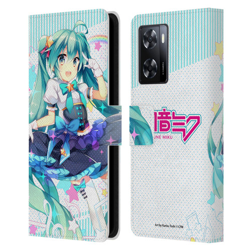 Hatsune Miku Graphics Stars And Rainbow Leather Book Wallet Case Cover For OPPO A57s