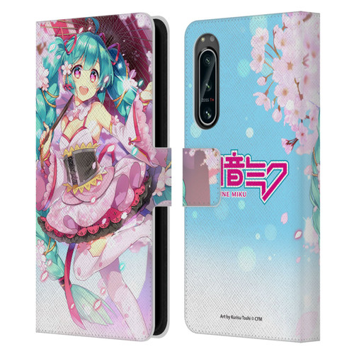 Hatsune Miku Graphics Sakura Leather Book Wallet Case Cover For Sony Xperia 5 IV