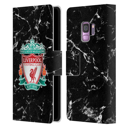 Liverpool Football Club Marble Black Crest Leather Book Wallet Case Cover For Samsung Galaxy S9