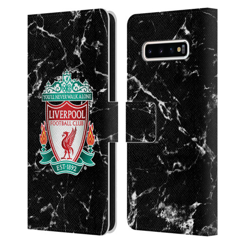 Liverpool Football Club Marble Black Crest Leather Book Wallet Case Cover For Samsung Galaxy S10+ / S10 Plus