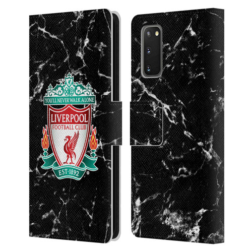 Liverpool Football Club Marble Black Crest Leather Book Wallet Case Cover For Samsung Galaxy S20 / S20 5G