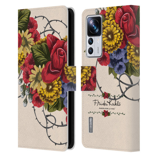 Frida Kahlo Red Florals Vine Leather Book Wallet Case Cover For Xiaomi 12T Pro