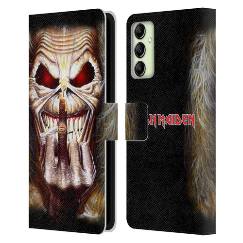 Iron Maiden Art Candle Finger Leather Book Wallet Case Cover For Samsung Galaxy A14 5G