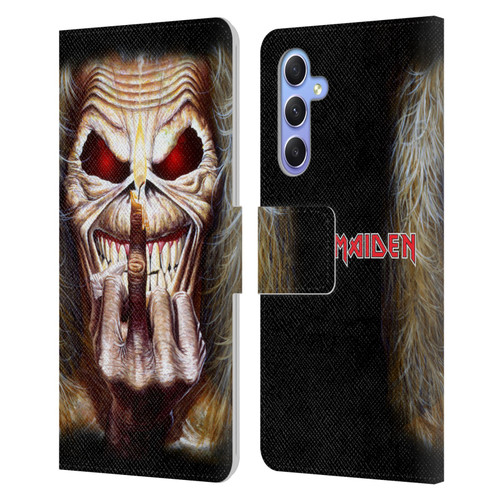 Iron Maiden Art Candle Finger Leather Book Wallet Case Cover For Samsung Galaxy A34 5G