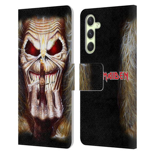 Iron Maiden Art Candle Finger Leather Book Wallet Case Cover For Samsung Galaxy A54 5G