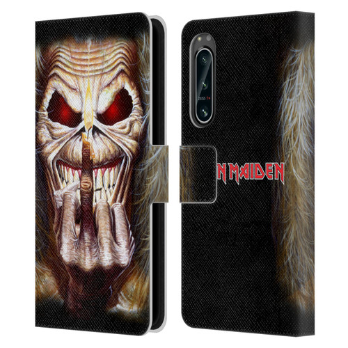 Iron Maiden Art Candle Finger Leather Book Wallet Case Cover For Sony Xperia 5 IV