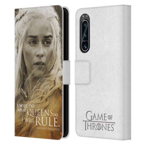 HBO Game of Thrones Character Portraits Daenerys Targaryen Leather Book Wallet Case Cover For Sony Xperia 5 IV