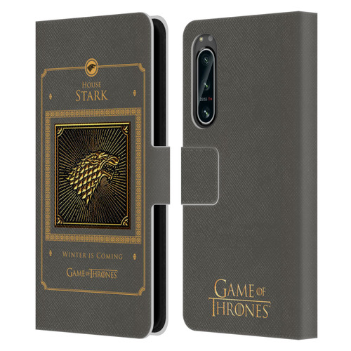 HBO Game of Thrones Golden Sigils Stark Border Leather Book Wallet Case Cover For Sony Xperia 5 IV