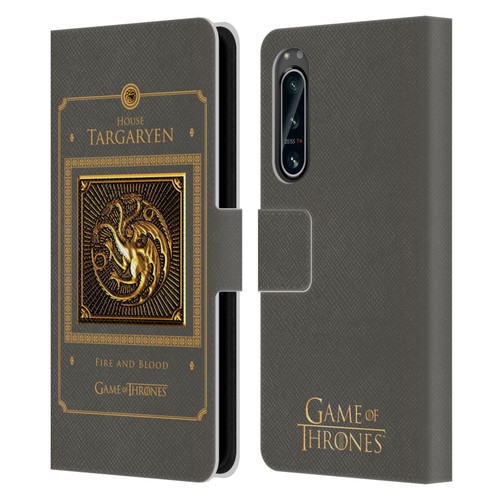 HBO Game of Thrones Golden Sigils Targaryen Border Leather Book Wallet Case Cover For Sony Xperia 5 IV