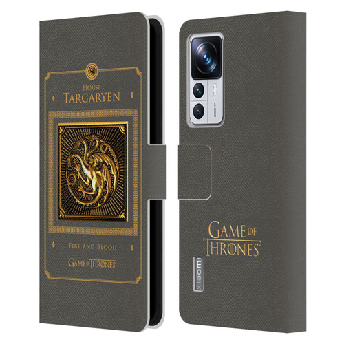 HBO Game of Thrones Golden Sigils Targaryen Border Leather Book Wallet Case Cover For Xiaomi 12T Pro