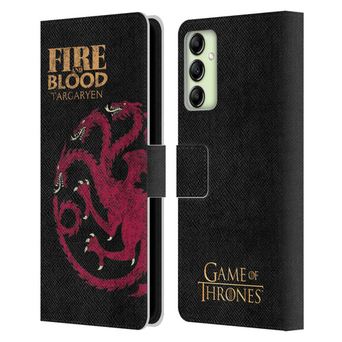 HBO Game of Thrones House Mottos Targaryen Leather Book Wallet Case Cover For Samsung Galaxy A14 5G