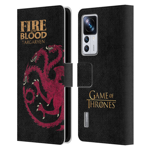 HBO Game of Thrones House Mottos Targaryen Leather Book Wallet Case Cover For Xiaomi 12T Pro