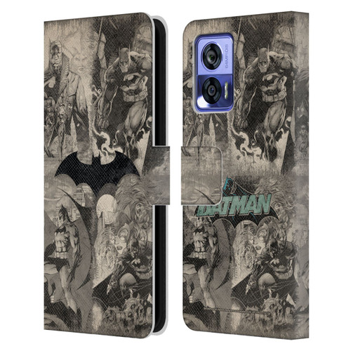 Batman DC Comics Hush Logo Collage Distressed Leather Book Wallet Case Cover For Motorola Edge 30 Neo 5G