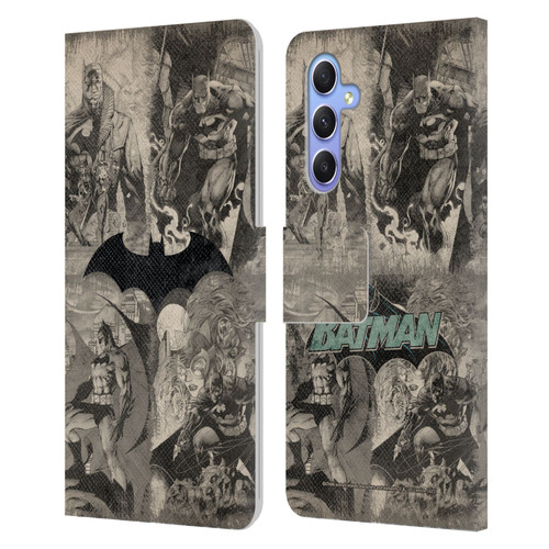 Batman DC Comics Hush Logo Collage Distressed Leather Book Wallet Case Cover For Samsung Galaxy A34 5G