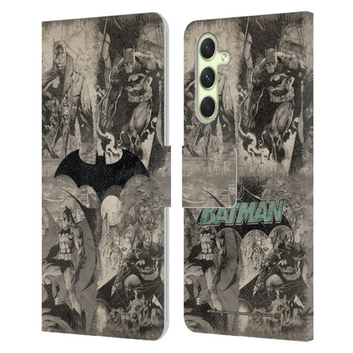 Batman DC Comics Hush Logo Collage Distressed Leather Book Wallet Case Cover For Samsung Galaxy A54 5G