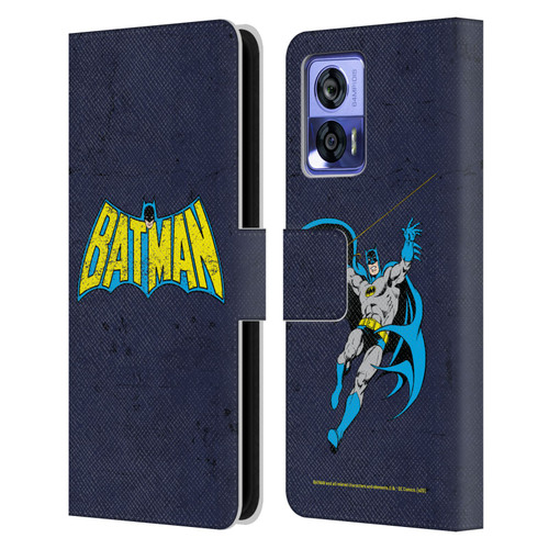 Batman DC Comics Logos Classic Distressed Leather Book Wallet Case Cover For Motorola Edge 30 Neo 5G