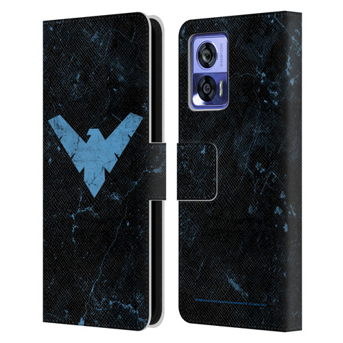 Batman DC Comics Nightwing Logo Grunge Leather Book Wallet Case Cover For Motorola Edge 30 Neo 5G