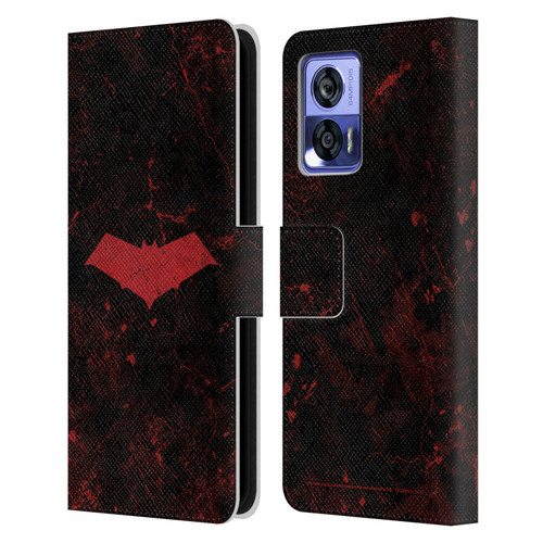 Batman DC Comics Red Hood Logo Grunge Leather Book Wallet Case Cover For Motorola Edge 30 Neo 5G