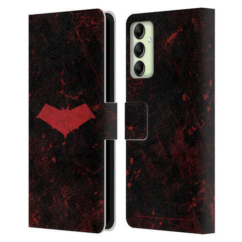 Batman DC Comics Red Hood Logo Grunge Leather Book Wallet Case Cover For Samsung Galaxy A14 5G