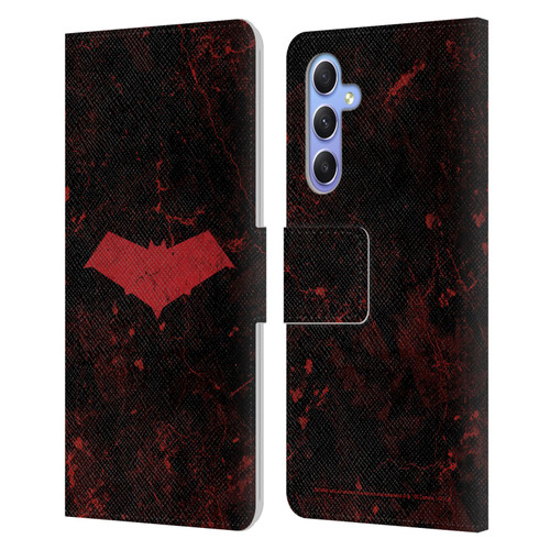 Batman DC Comics Red Hood Logo Grunge Leather Book Wallet Case Cover For Samsung Galaxy A34 5G