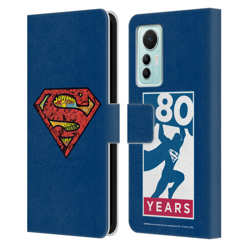 Superman DC Comics 80th Anniversary Logo Leather Book Wallet Case Cover For Xiaomi 12 Lite