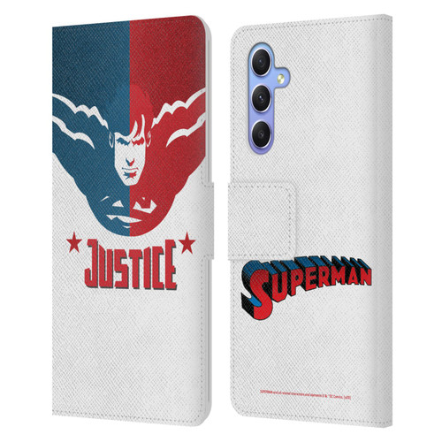 Superman DC Comics Character Art Justice Leather Book Wallet Case Cover For Samsung Galaxy A34 5G