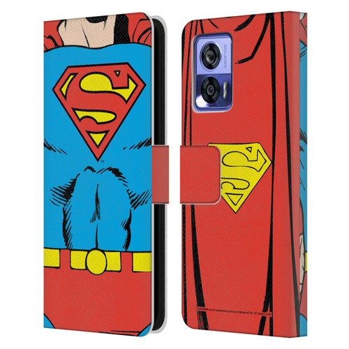 Superman DC Comics Logos Classic Costume Leather Book Wallet Case Cover For Motorola Edge 30 Neo 5G