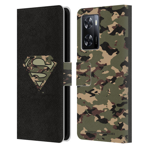 Superman DC Comics Logos Camouflage Leather Book Wallet Case Cover For OPPO A57s