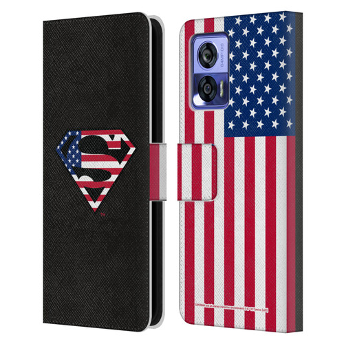 Superman DC Comics Logos U.S. Flag 2 Leather Book Wallet Case Cover For Motorola Edge 30 Neo 5G