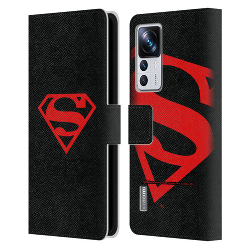 Superman DC Comics Logos Black And Red Leather Book Wallet Case Cover For Xiaomi 12T Pro
