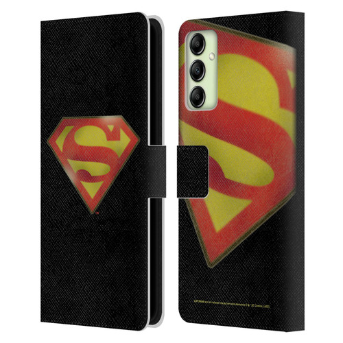 Superman DC Comics Vintage Fashion Logo Leather Book Wallet Case Cover For Samsung Galaxy A14 5G