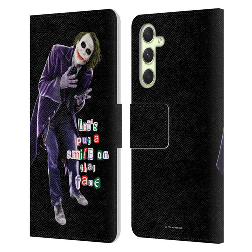 The Dark Knight Graphics Joker Put A Smile Leather Book Wallet Case Cover For Samsung Galaxy A54 5G