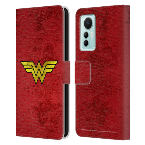 Wonder Woman DC Comics Logos Distressed Leather Book Wallet Case Cover For Xiaomi 12 Lite