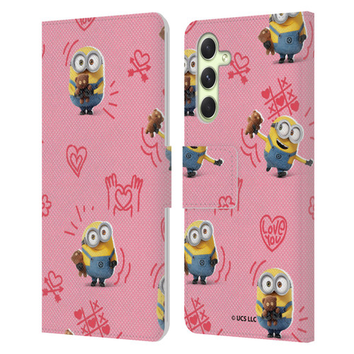 Minions Rise of Gru(2021) Valentines 2021 Bob Pattern Leather Book Wallet Case Cover For Samsung Galaxy A54 5G