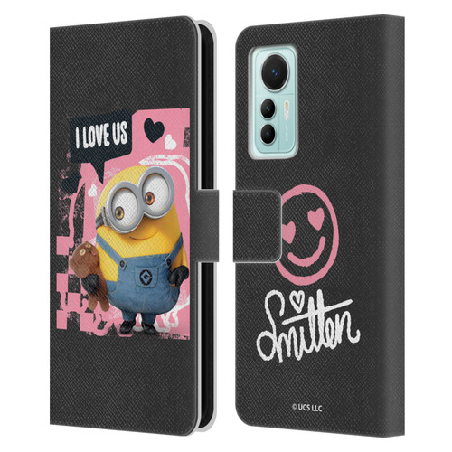 Minions Rise of Gru(2021) Valentines 2021 Bob Loves Bear Leather Book Wallet Case Cover For Xiaomi 12 Lite