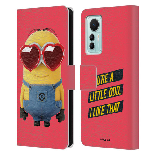 Minions Rise of Gru(2021) Valentines 2021 Heart Glasses Leather Book Wallet Case Cover For Xiaomi 12 Lite