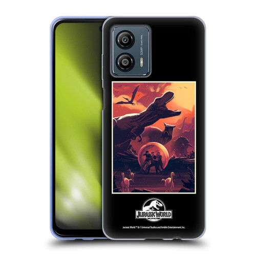 Jurassic World Vector Art Volcano Escape Soft Gel Case for Motorola Moto G53 5G