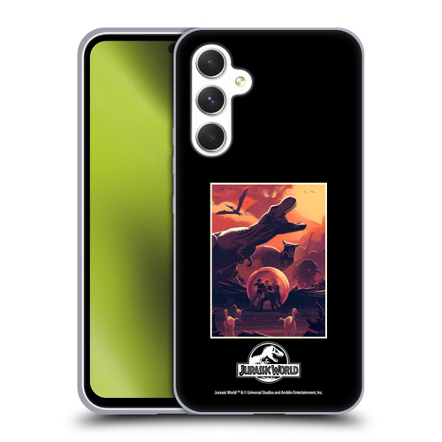 Jurassic World Vector Art Volcano Escape Soft Gel Case for Samsung Galaxy A54 5G